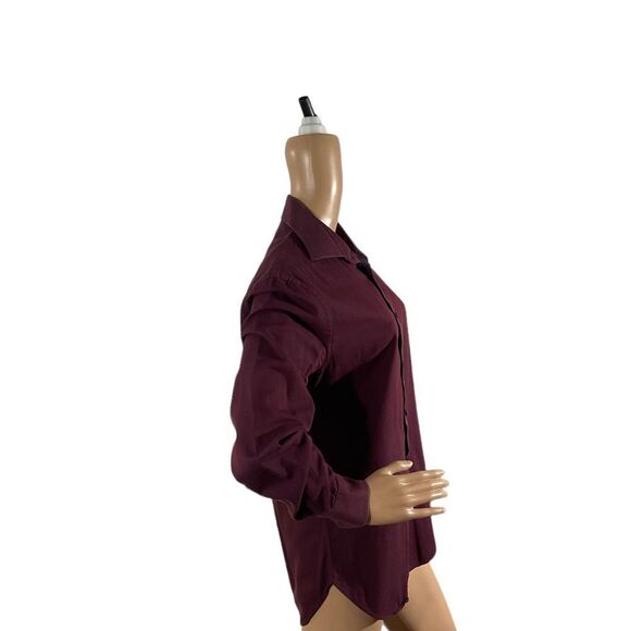 Michael Kors Women’s Burgundy Button Down Collared Long Sleeve Blouse Size M - Picture 5 of 14